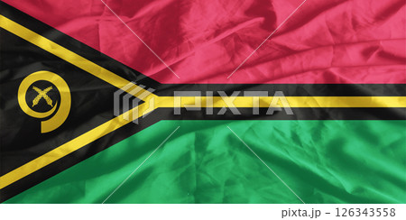 Vanuatu Flag Wind Waving Close Up 126343558