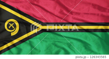 Vanuatu Flag Wind Waving Close Up 126343565