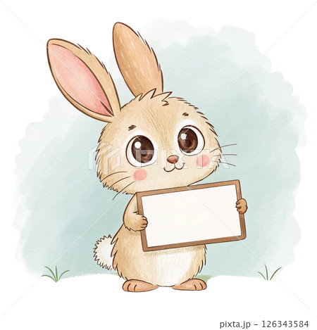 Cute animals holding signs clipart white background  Cute animals holding signs clipart white background  126343584
