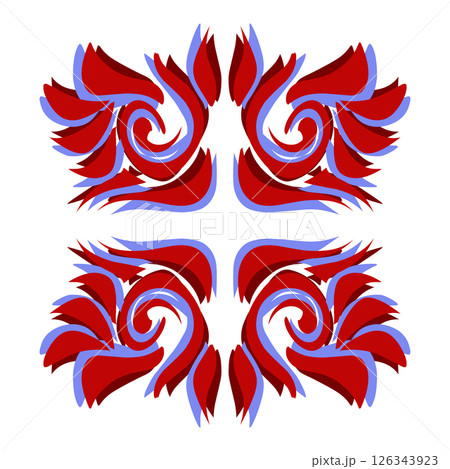 Illustration of red tribal tattoo with blue shading 126343923
