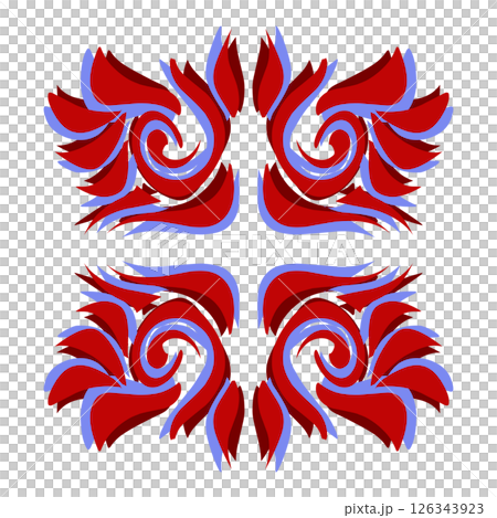 Illustration of red tribal tattoo with blue shading 126343923