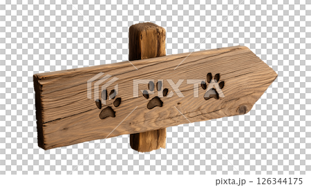 Wooden outdoor signage for pet friendly establishments 126344175