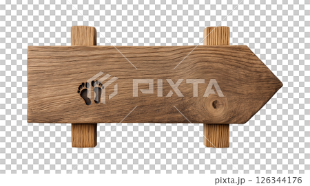 Dog walking trail indicator with paw print carvings Dog walking trail indicator with paw print carvings 126344176