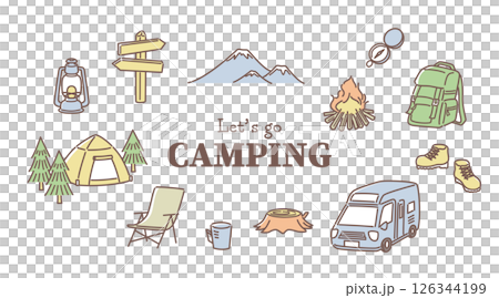 Camping line drawing illustration 126344199
