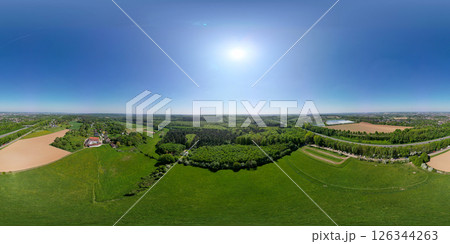 Hallerbos, Halle, Vlaams Brabant, Belgium, 27th of April, 2025, A stunning aerial view captures a Hallerbos, Halle, Vlaams Brabant, Belgium, 27th of April, 2025, A stunning aerial view captures a 126344263