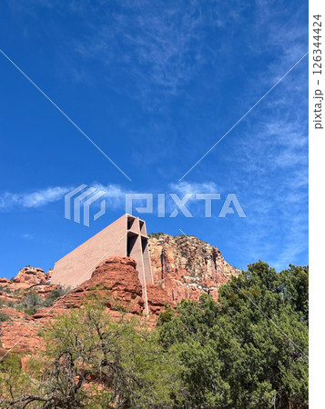 Chapel of the Holy Cross built into red rock cliffs in Sedona, Arizona Chapel of the Holy Cross built into red rock cliffs in Sedona, Arizona 126344424