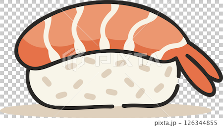 Simple Shrimp Nigiri Sushi Vector 126344855