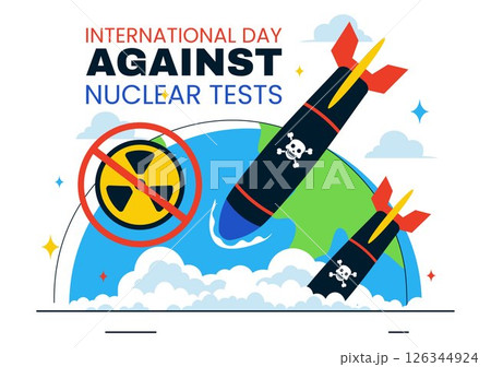 International Day Against Nuclear Tests Vector Illustration for August 29 Celebration Featuring the Earth and a Rocket Bomb in a Flat Background International Day Against Nuclear Tests Vector Illustration for August 29 Celebration Featuring the Earth and a Rocket Bomb in a Flat Background 126344924