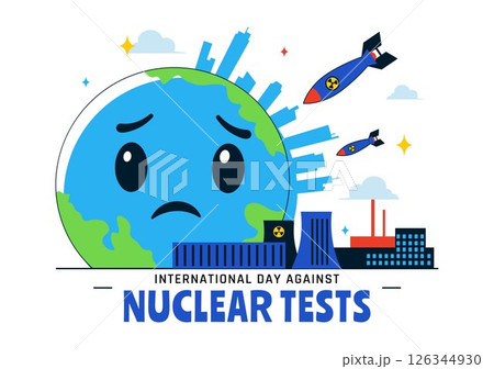 International Day Against Nuclear Tests Vector Illustration for August 29 Celebration Featuring the Earth and a Rocket Bomb in a Flat Background International Day Against Nuclear Tests Vector Illustration for August 29 Celebration Featuring the Earth and a Rocket Bomb in a Flat Background 126344930