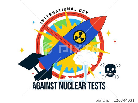International Day Against Nuclear Tests Vector Illustration for August 29 Celebration Featuring the Earth and a Rocket Bomb in a Flat Background International Day Against Nuclear Tests Vector Illustration for August 29 Celebration Featuring the Earth and a Rocket Bomb in a Flat Background 126344931