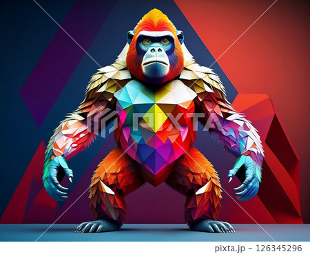 ペーパークラフト風のゴリラ 126345296