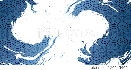 青　和柄　渦巻き　背景 126345402