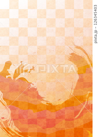 オレンジ　和柄　渦巻き　背景 126345403