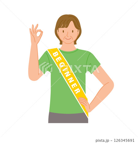 ジムの初心者（笑顔のミドル女性）：OKサイン 126345691