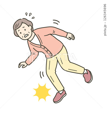 つまずいて慌てる高齢女性 126345696