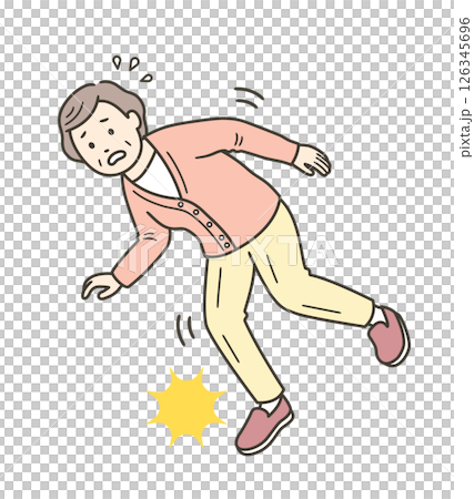 つまずいて慌てる高齢女性 126345696