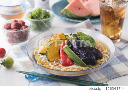 夏野菜そうめん 夏野菜そうめん 126345744