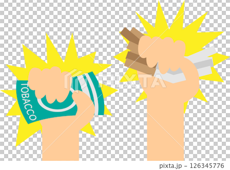 煙草を握りつぶした禁煙成功のイメージ素材 126345776