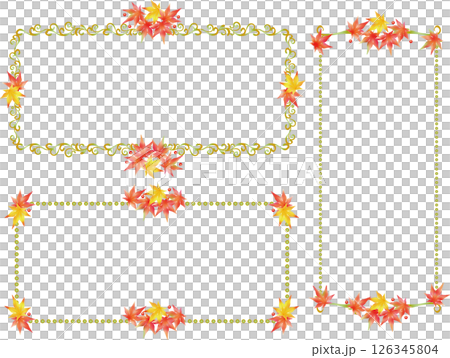 Vintage calligraphy style frame material 119 <Maple frame, decorative border, decorative frame, autumn> 126345804