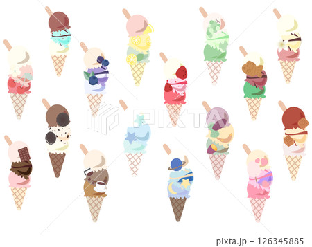 可愛いトリプルアイスのセット 126345885