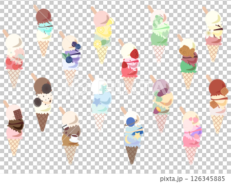 可愛いトリプルアイスのセット 126345885