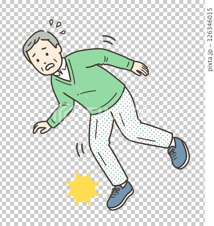 一位跌倒且驚慌失措的老人 126346015
