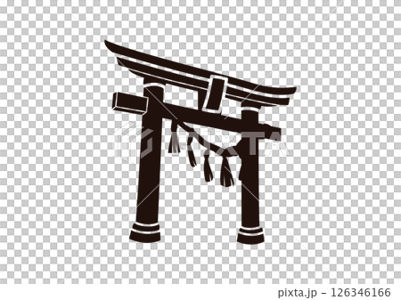 鳥居斜め　シルエット 126346166