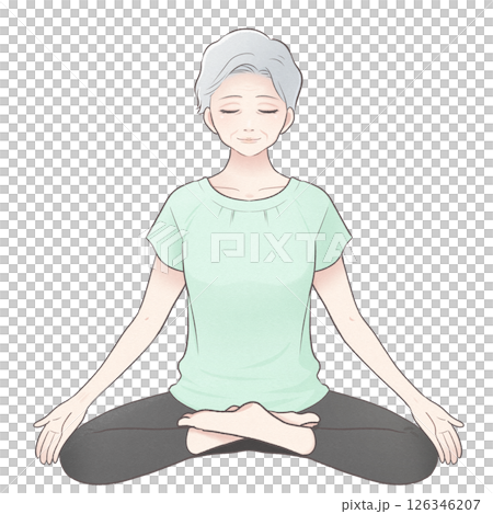 Senior women playing yoga 126346207