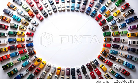 《AI画像》たくさんのミニカーのフレーム素材 《AI画像》たくさんのミニカーのフレーム素材 126346298