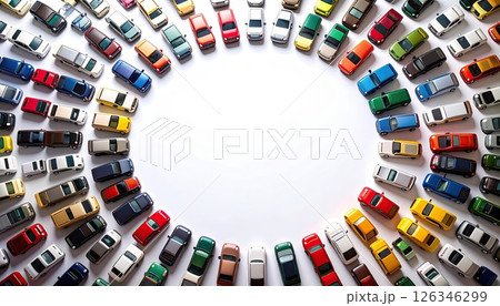 《AI画像》たくさんのミニカーのフレーム素材 《AI画像》たくさんのミニカーのフレーム素材 126346299