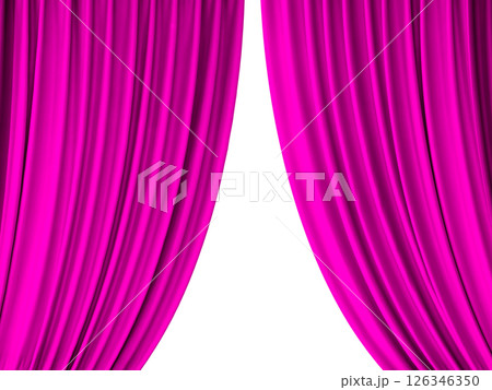 Photo of a light purple stage curtain isolated on a white background. 126346350
