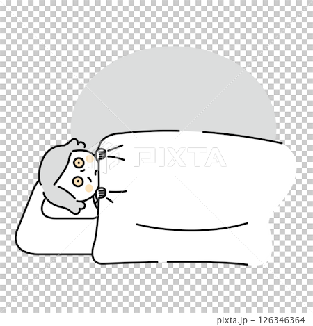 不眠症状で目が冴える更年期女性 126346364