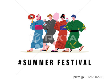 夏祭りを楽しむ男女 126346508