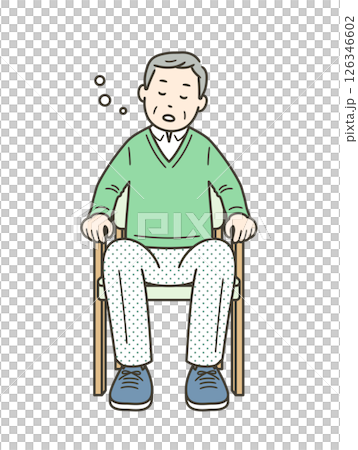 老人坐在椅子上打瞌睡 老人坐在椅子上打瞌睡 126346602