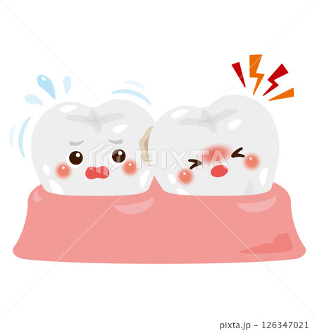 親知らずと正常な歯のキャラクターイラスト 親知らずと正常な歯のキャラクターイラスト 126347021