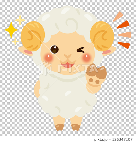 Sheep character illustration giving a good sign Sheep character illustration giving a good sign 126347107