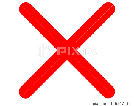 バツ印のマーク（赤いバッテン） 126347139