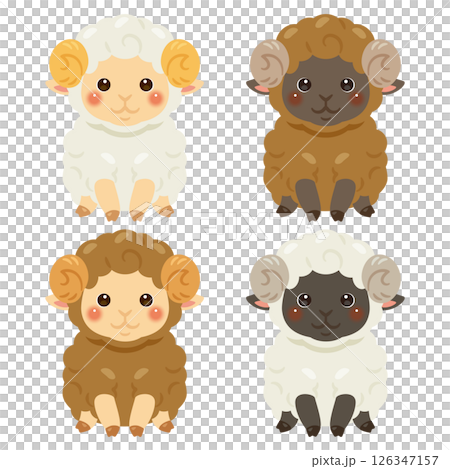 Sheep different color illustration set 126347157