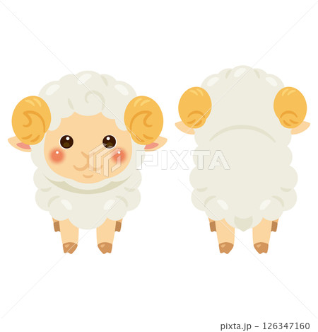 ヒツジの前後イラストセットのイラスト素材 [126347160] - PIXTA
