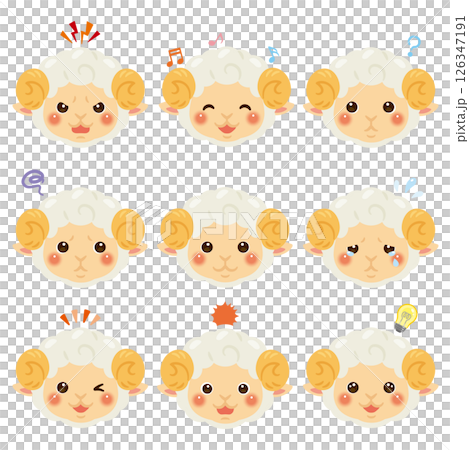 Sheep illustration set - facial expressions only Sheep illustration set - facial expressions only 126347191