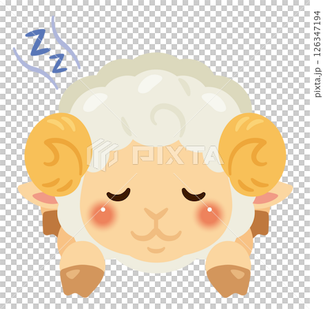 一隻羊趴著睡覺的插圖 126347194
