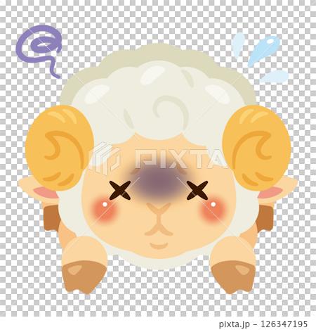 Illustration of a sheep lying face down due to poor health Illustration of a sheep lying face down due to poor health 126347195