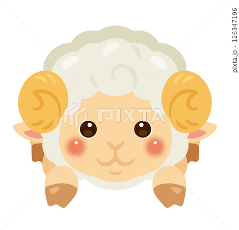 うつ伏せになったヒツジのイラスト 126347196