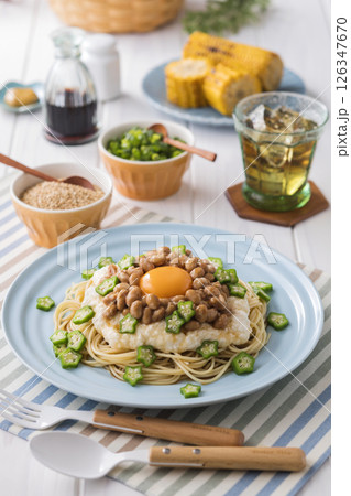 納豆と山芋の冷製パスタ 納豆と山芋の冷製パスタ 126347670