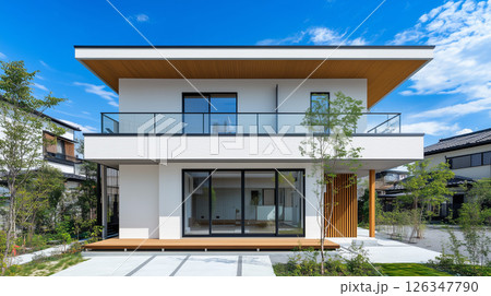 白を基調とした日本の戸建て住宅 白を基調とした日本の戸建て住宅 126347790