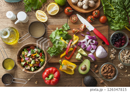 サラダの調理風景 126347815