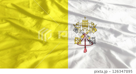 Vatican City Flag Wind Waving Close Up 126347895