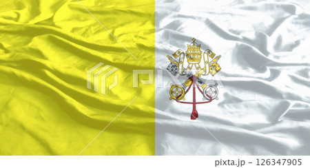 Vatican City Flag Wind Waving Close Up 126347905
