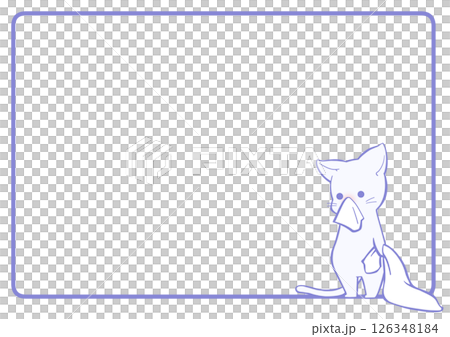 Frame background of a cat with rhinitis holding a towel blanket (blue) 126348184