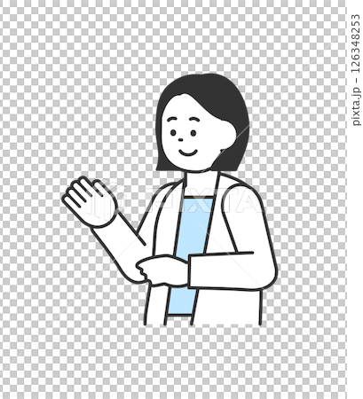 Illustration of a woman explaining with her hand Vector Illustration of a woman explaining with her hand Vector 126348253